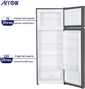 ثلاجة ديفروست ارو، 304 لتر، 11 قدم، فريزر علوي، RO2-490L-S - فضي product image 2
