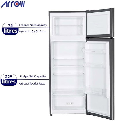 ثلاجة ديفروست ارو، 304 لتر، 11 قدم، فريزر علوي، RO2-490L-S - فضي product image 2