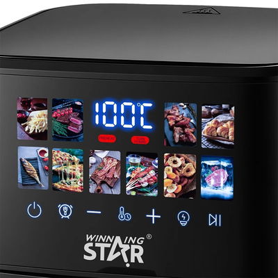 قلاية هوائية وينينج ستار، 1400 واط، 4.5 لتر، 10 برامج، شاشة ديجيتال، ST-9696 - اسود فضي product image 3