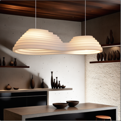 ثريا مودل مشكاتي، معلقة بالسقف، 2 لمبة، ألومنيوم أكريليك - أبيض product image 1