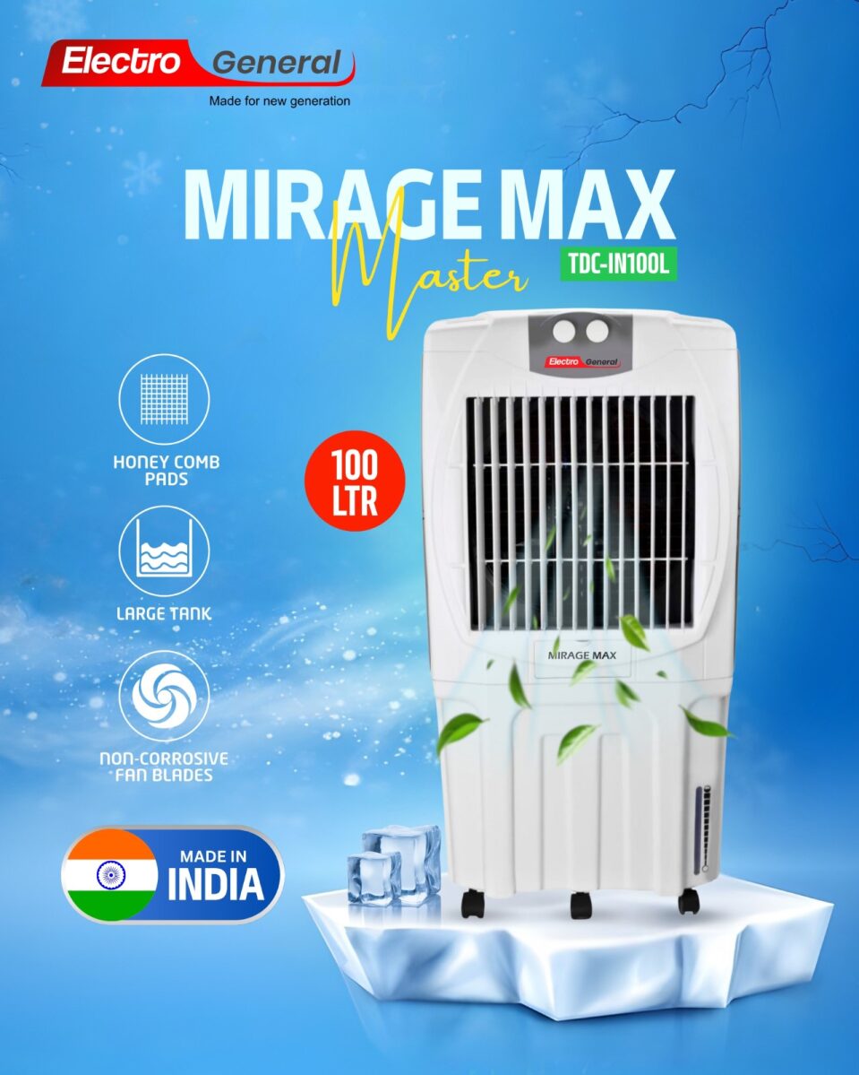 Electro General Desert Cooler, 100 Liters, 195 Watts, 3 Speeds, TDC-IN100L - White product image 2
