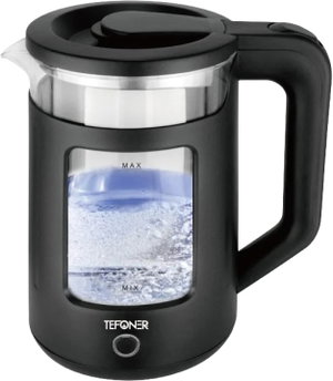 Tefoner TE-KE005 Electric Kettle, 1500W, 2L - Black Clear product image