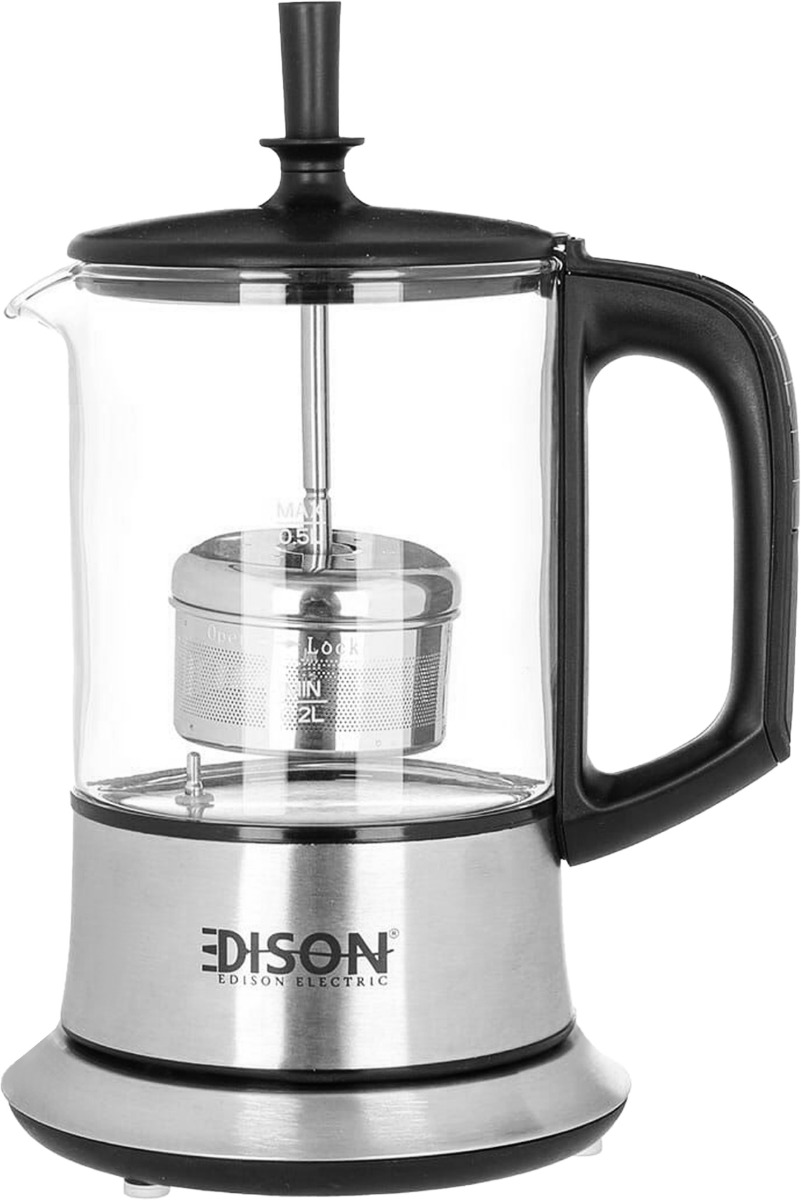 Edison Kettle And Tea Maker, Steel, Glass, 0.5 L, 1100 Watt - Black product image