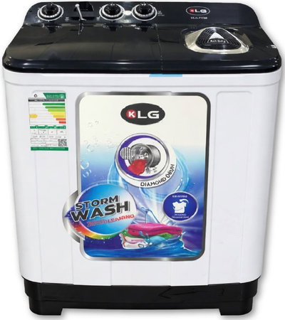 غسالة ملابس كي ال جي، تحميل علوي، 13 كجم، حوضين، KLG-TT15B - ابيض product image 1