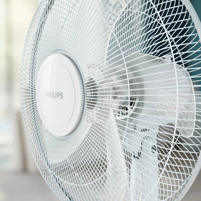 مروحة كهربائية عامودية فيليبس، 45 واط، تحكم مفتاح، قاعدة، 3 سرعات، سرعة الدوران 3250 متر مكعب/ ساعة، ACP620/00 - أبيض product image 9