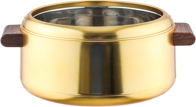 Al Saif Gallery Plastic Food Container Set, Stainless Steel Inner Material, 3 Pieces, Wooden Handle, Round - Gold product image 3